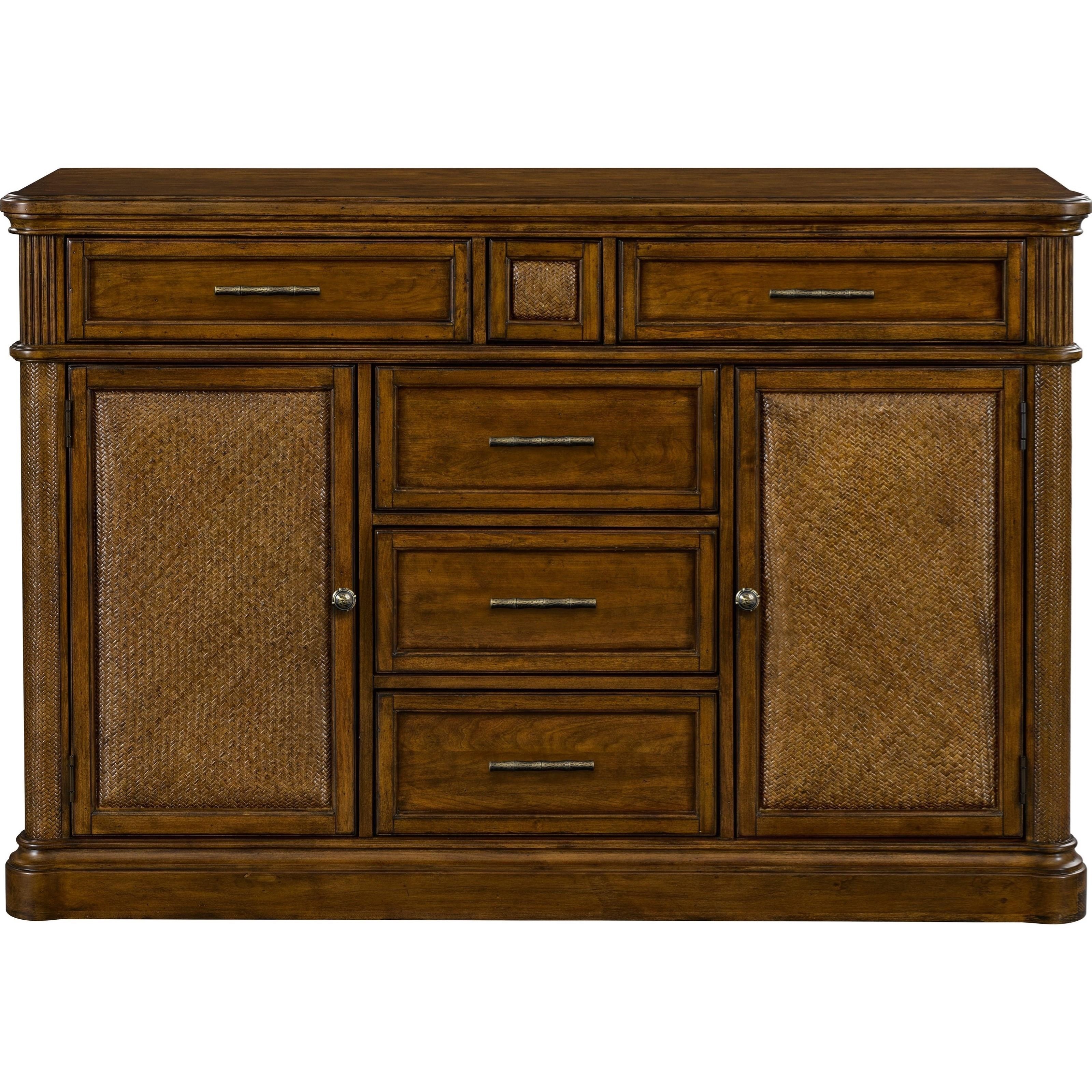 Broyhill Furniture Amalie Bay 5 Drawer Sideboard with Padded Raffia